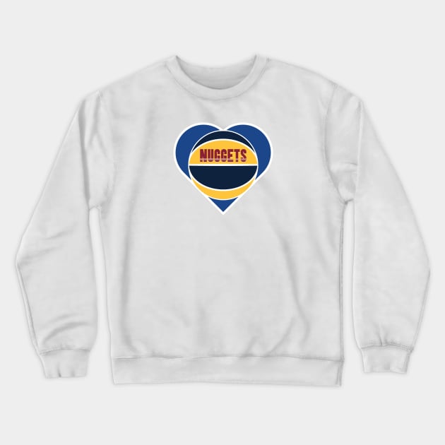 Heart Shaped Denver Nuggets Basketball Crewneck Sweatshirt by Rad Love